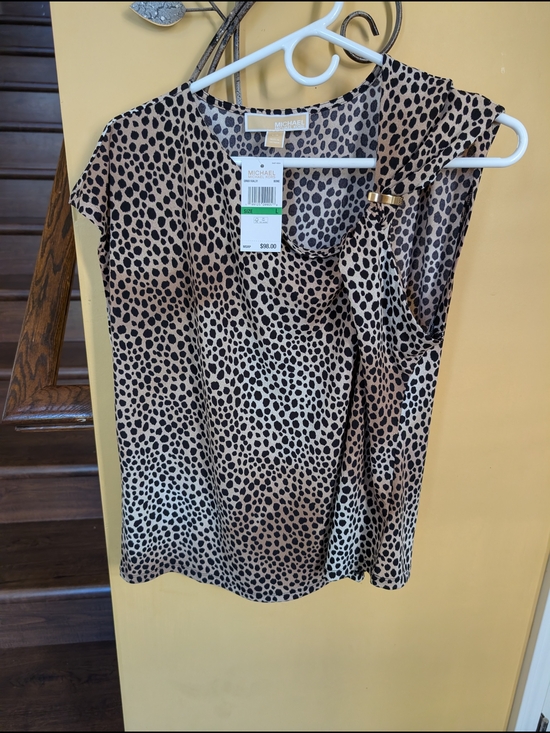 Michael Kors Tops - Michael Kors Beige and Black Leopard Print Sleeveless Camisole